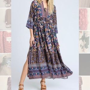 Jodifl floral bohemian navy long dress medium
